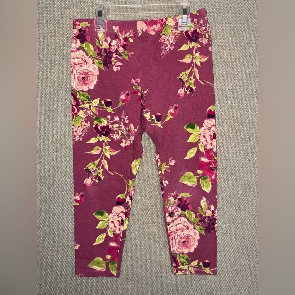 The Children's Place size large Floral capri Leggings - Pink and Green